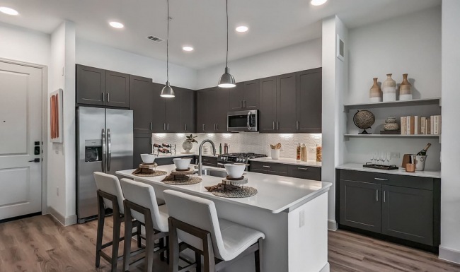 Stylish Interiors kitchen with ample counter space and modern appliances